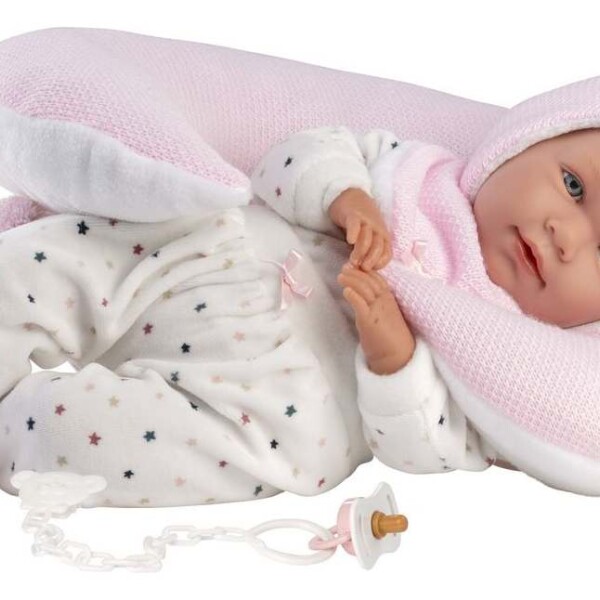 Muñeca Mimi Llorens 42cm con Almohada de Luna Rosa y Chupete Diseño Luna Rosa