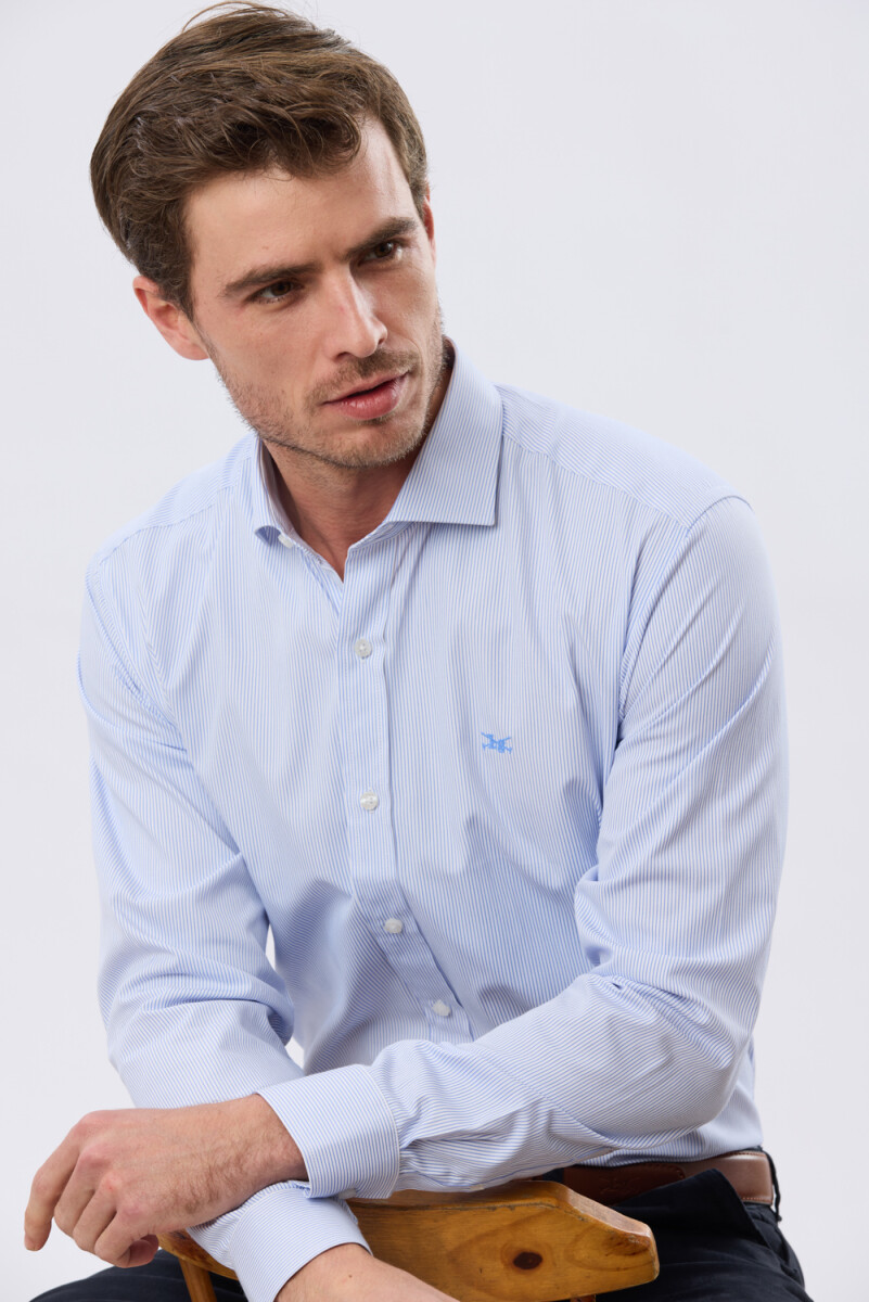 CAMISA RAYADA DE VESTIR - Azul 