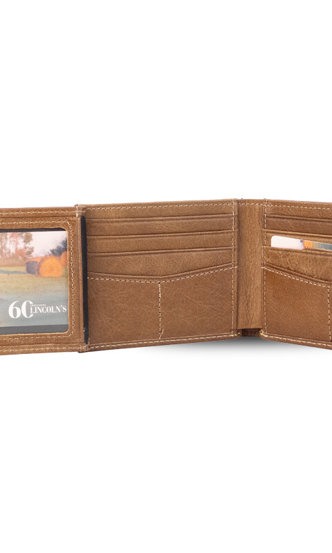 BILLETERA CUERO HERMES TOSTADO C/RON