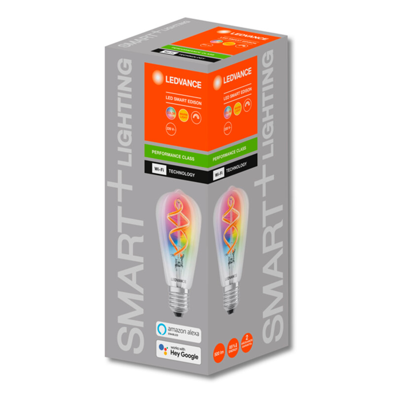 LAMPARA LEDVANCE OSRAM WIFI RGB 6W EDISON PERA Lámpara Led Smart LEDVANCE OSRAM ST64 6W RGBW