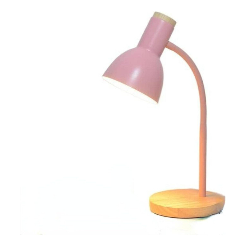 Lampara De Escritorio Portatil Nordica Con Madera Vintage Rosa