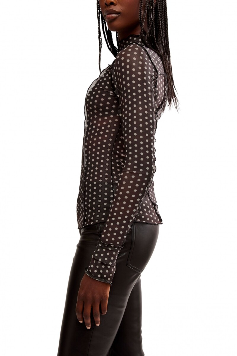 CHARLIE PRINTED MESH TOP Negro