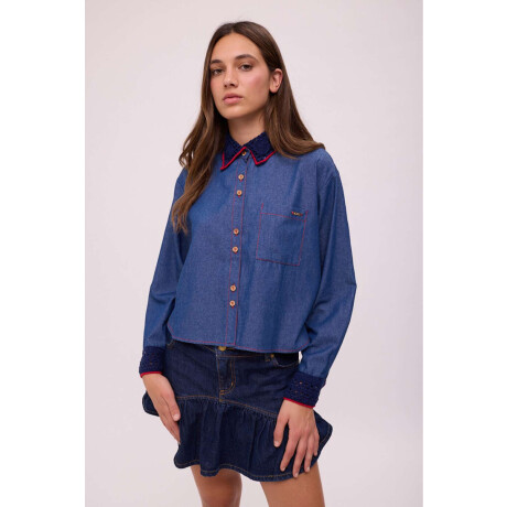 CAMISA AZAR CROCHET DENIM Azul
