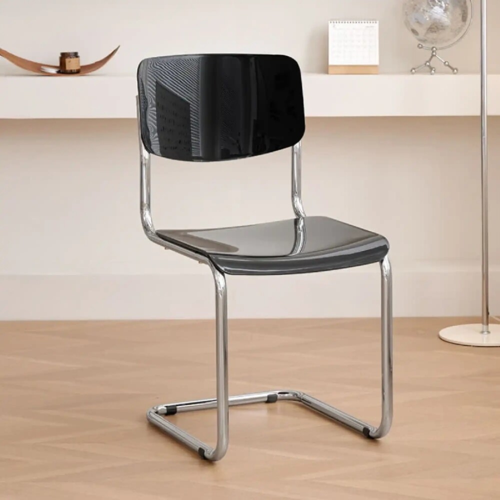 Silla de Comedor Metal Cromado y Madera - Moon Negro
