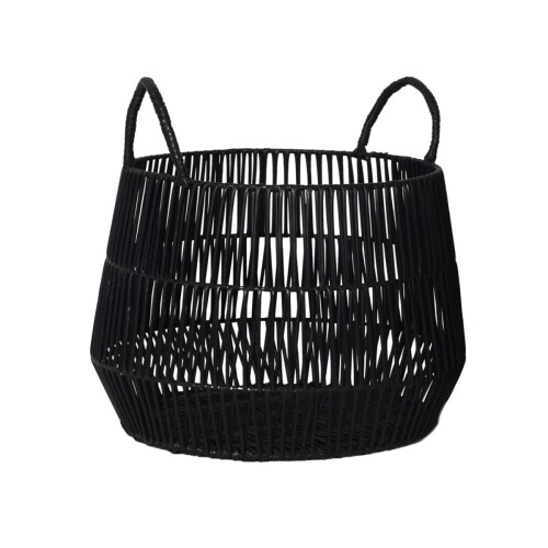 Cesto c/asas - Plastico Simil Ratan Negro Cesto c/asas - Plastico Simil Ratan Negro