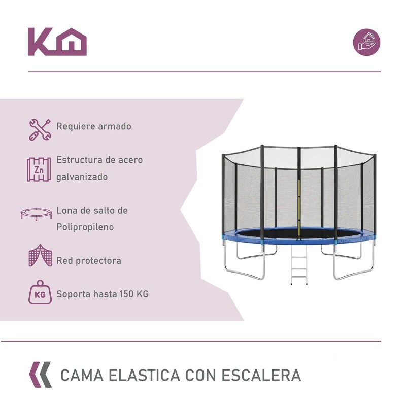 Cama Elástica Trampolín con escaleras 3.66M + lona negra con malla Cama Elástica Trampolín con escaleras 3.66M + lona negra con malla