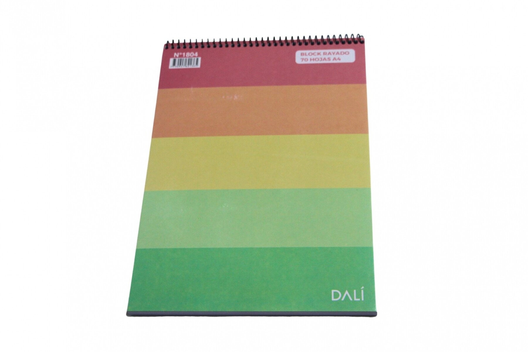 BLOCK DALI A4 CON ESPIRAL RAYADO - TAPA ARCOIRIS PASTEL 
