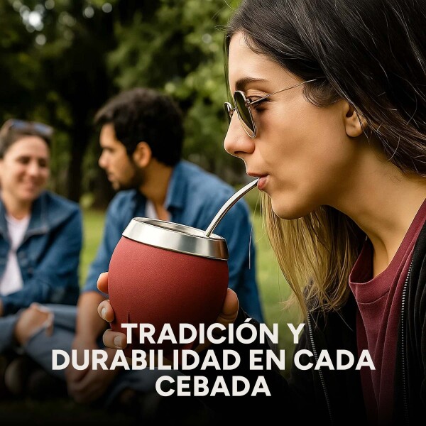 Mate Clásico de Acero Inoxidable Diseño Clásico Duradero Color Bordo