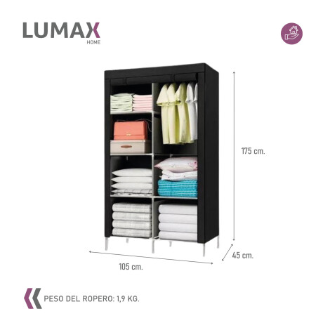 Ropero de 6 Estantes Desmontable de Caño y Tela TNT 105x45x175 Negro