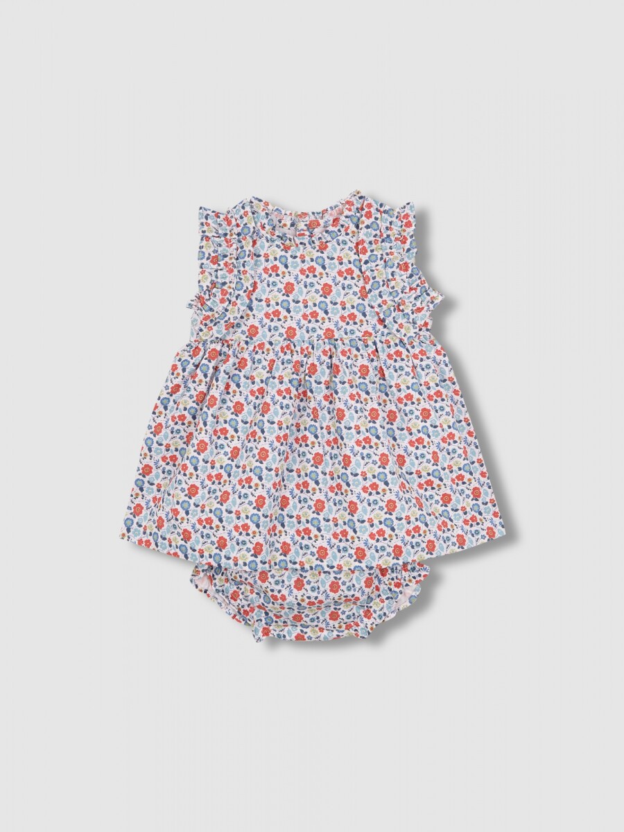 Vestido De Flores Gris