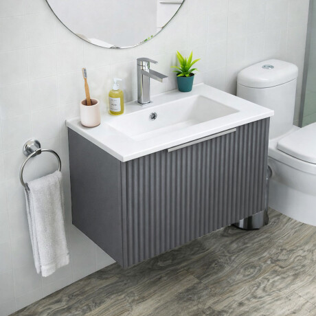 MUEBLE BARTOLI EN MDF LAQUEADO GRIS MATE C/ CAJON Y BACHA 61 x 39.5 x 38 cm GAMAS DE GRIS