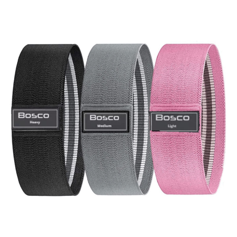Set X3 Bandas Elasticas De Resistencia Bosco + Bolso Multicolor