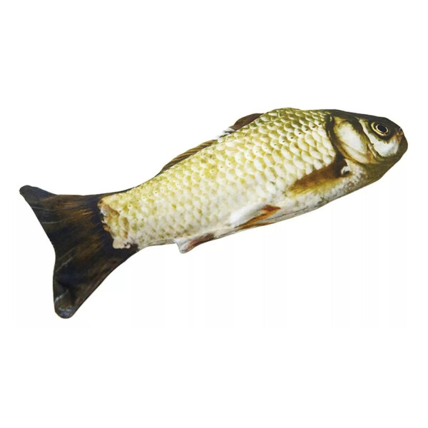 Juguete Gato Pescado Con Movimiento Interactivo Movil Variante Color Blanco Amarillo