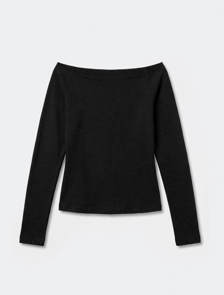 BLUSA JUVENIL DE MANGA LARGA CON HOMBROS DESCUBIERTOS NEGRO