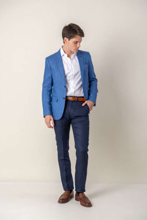 Saco de lino Slim Fit Blue