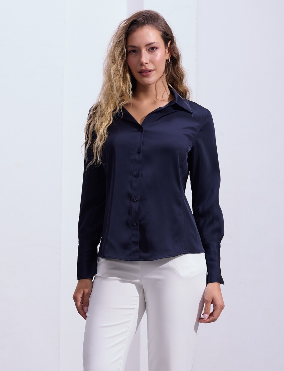 Camisa Saten - Azul 
