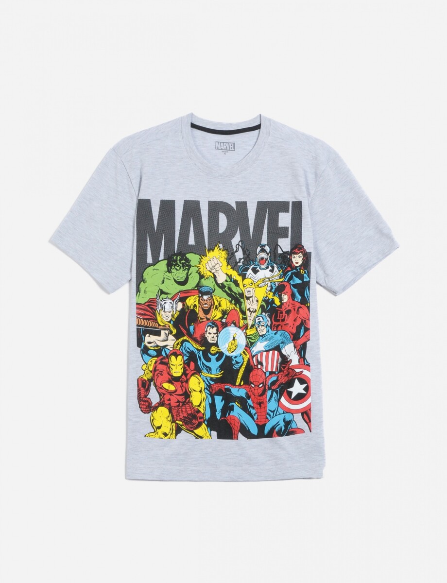 Remera m/c Marvel - GRIS MELANGE 