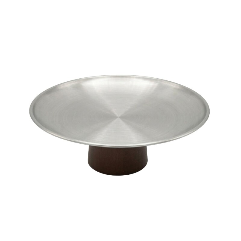 BANDEJA RED INOX C/BASE MADERA 26CM Unica