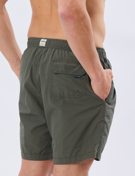 SHORT DE BAÑO LISO Verde Oscuro