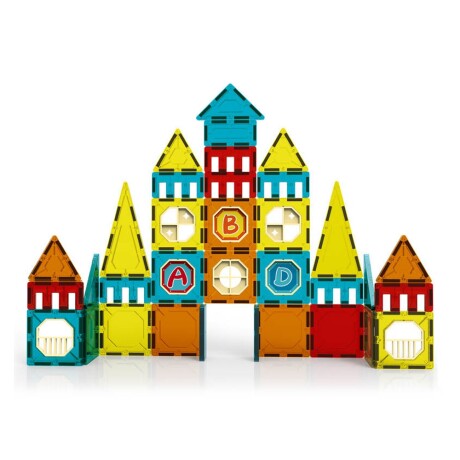 Bloques de Construcción Magnéticos Coloridos y Grandes de 56 Piezas Multicolor