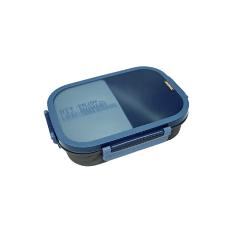 Vianda con division, tapa y cuchara Azul