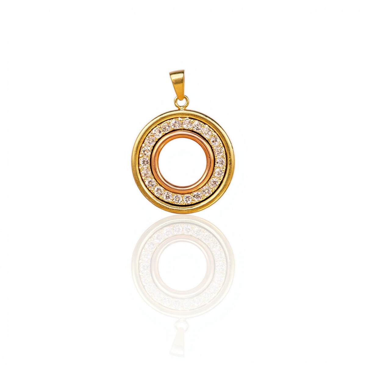 Dije Círculo-Oro bajo-Piedra Zirconia-CP8550 - conpiedra 