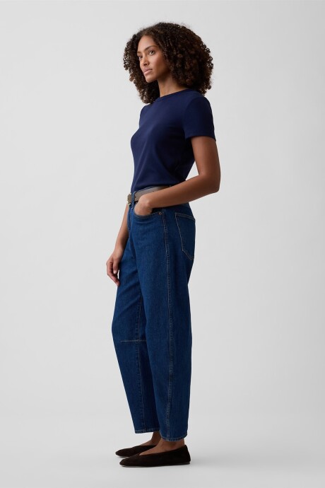 Jean Barrel Mujer Dark Wash