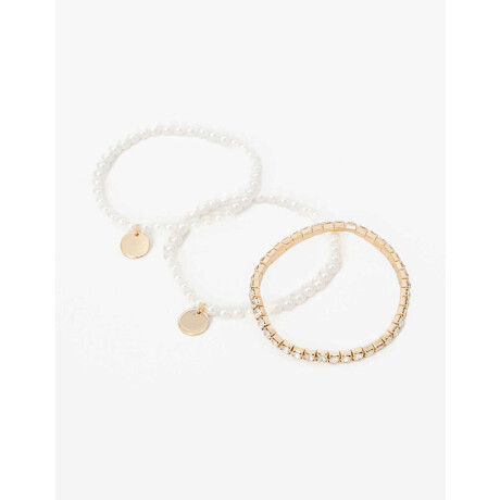Pulseras Elásticas Sets Perla Dorado