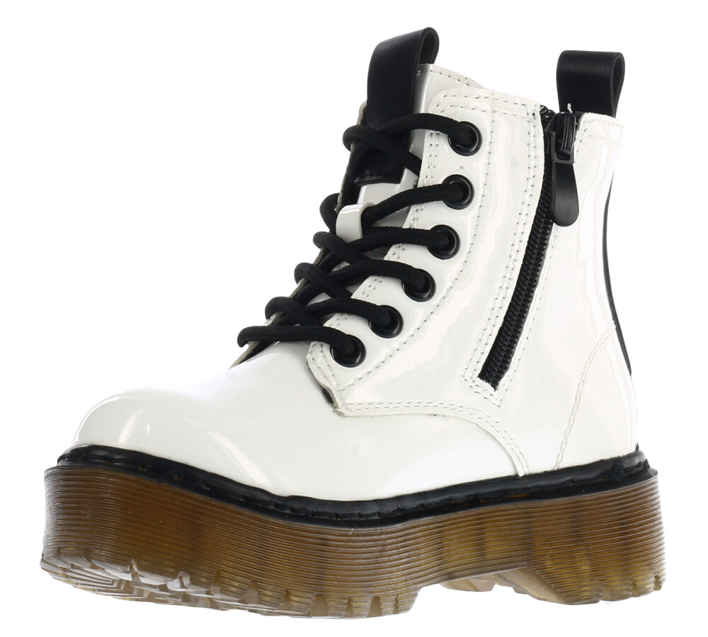 Bota JULIET con elastico y cierre lateral White Patent