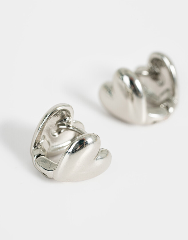 Aros Pasantes Con corazón Aros Doble Corazón - Plateado
