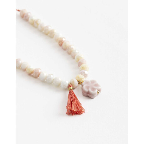 Collar Para Niñas Con Beads Y Dije Flor Rosa Bebe