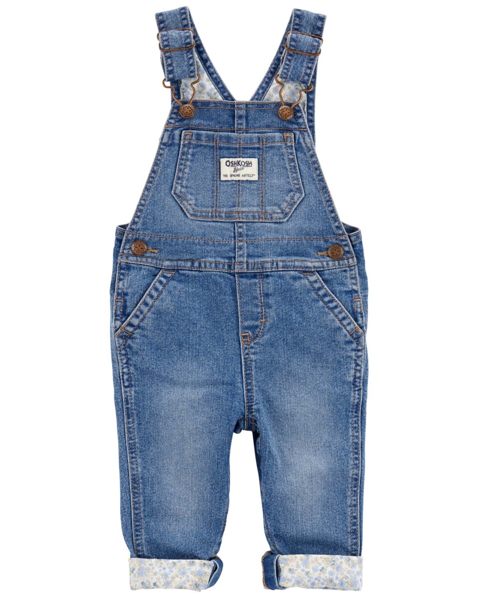 Enterito jean elastizado con forro floral. Talles 3-24M 