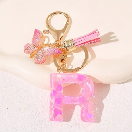 Llavero de letras R rosa