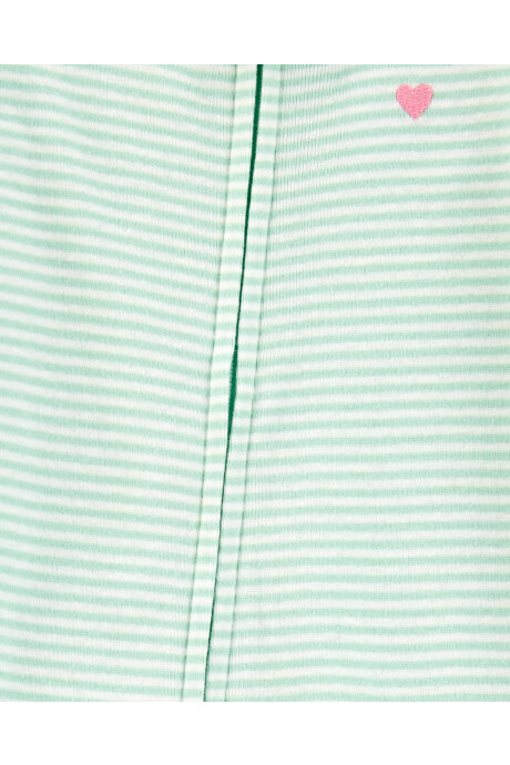 Pijama una pieza de algodón, con pie, verde Sin color