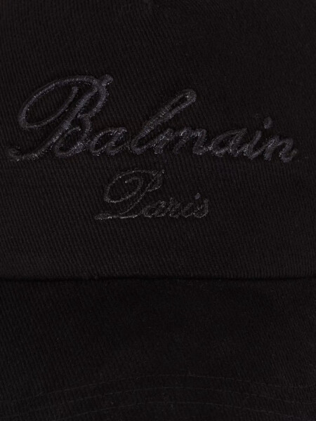 Balmain - Gorro con visera de algodón con bordado Balmain signature Negro