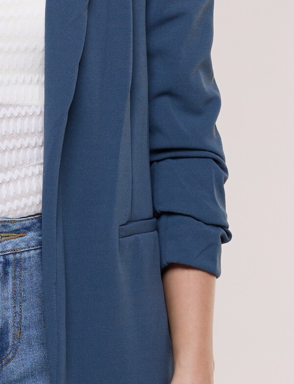 Blazer Crepe Manga Fruncida AZUL