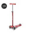 Monopatín Micro Maxi Deluxe LED Ajustable con 3 Ruedas Rojo