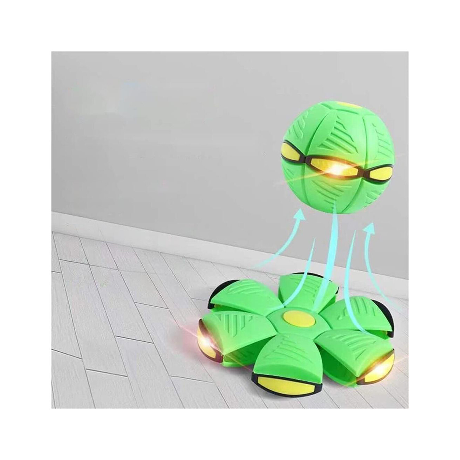 Pelota Mágica 2 En 1 Que Rebota Y Se Convierte En Disco Volador – Con Luz LED De Colores, Ideal Para Niños Y Mascotas, Juego En Interiores Y Exteriores (Verde)