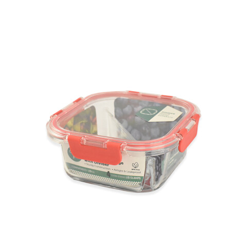 Recipiente p/vianda de vidrio con división 680ml TV0532