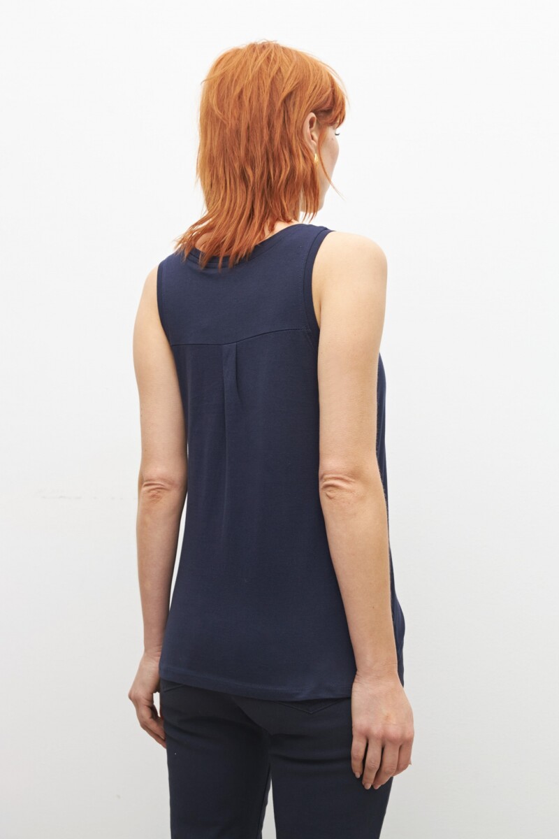 Musculosa escote a la base azul marino