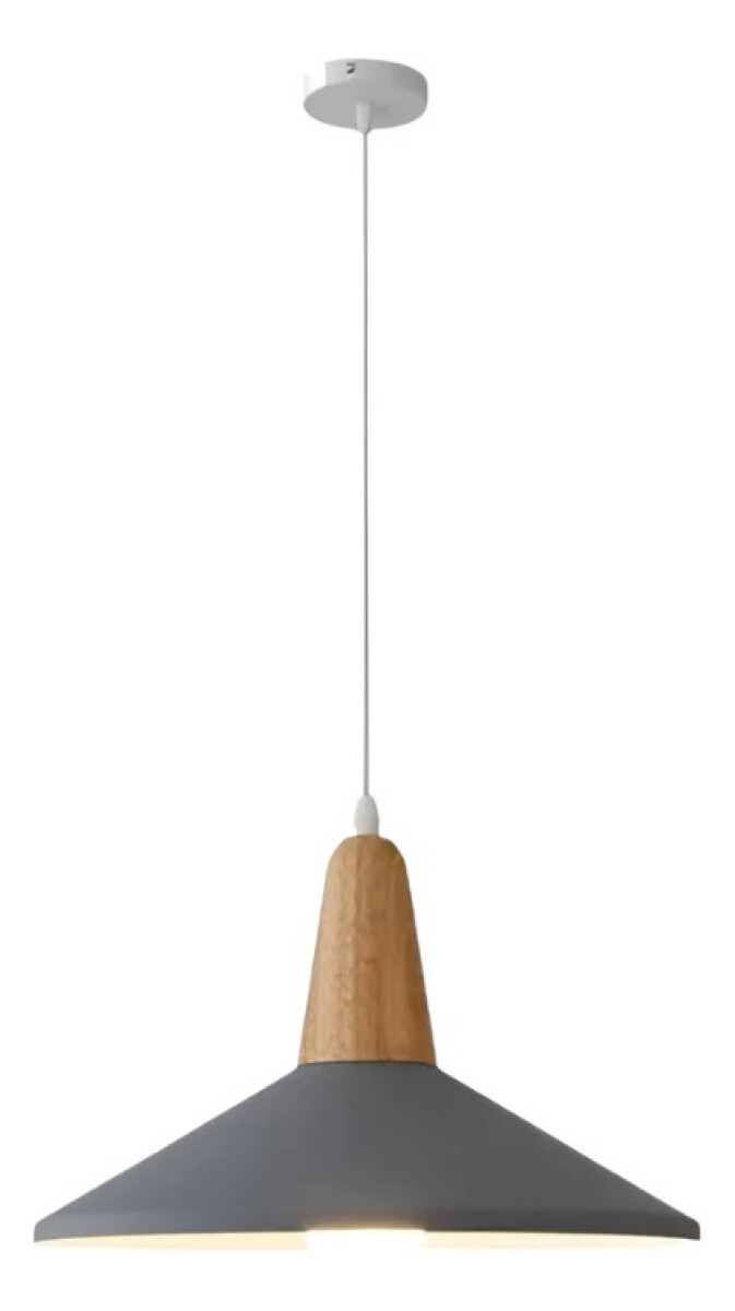 Lampara Colgante Metal Nordica Plato Deco Simil Madera Led - Gris 