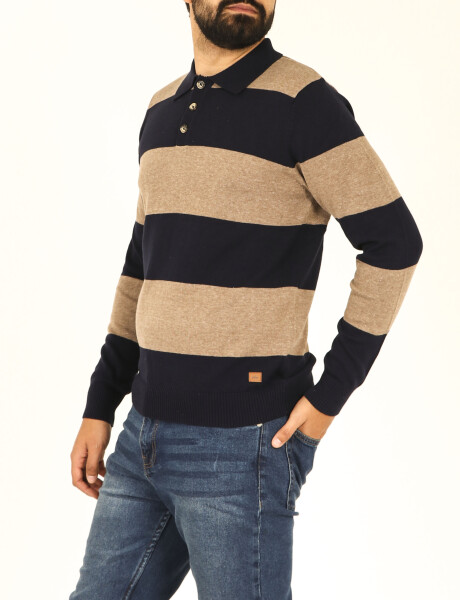 470997 SWEATER HARRY Azul Oscuro / Beige