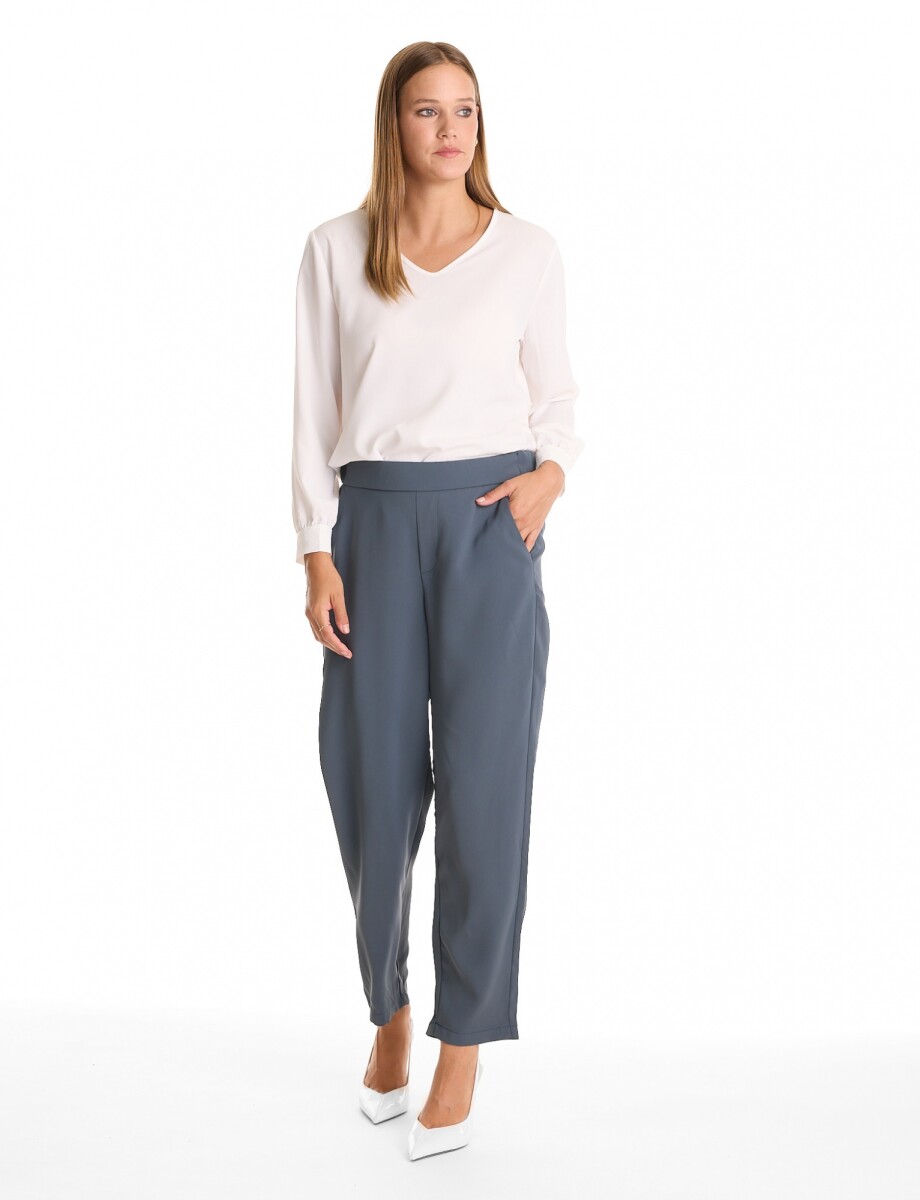 Pantalon Relaxed Fit & Cintura Elástica Posterior - Gris Oscuro 