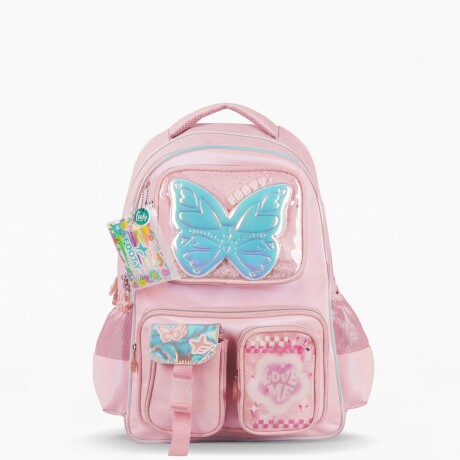 MOCHILA FOOTY MARIPOSA 18" ROSADO