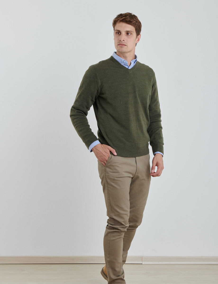 470313 SWEATER V HARRINGTON URBAN Verde Melange
