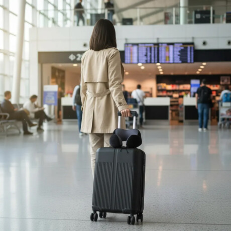 Set Valija CarryOn Rigida + Almohadón Cervical Memoria Negro Negro