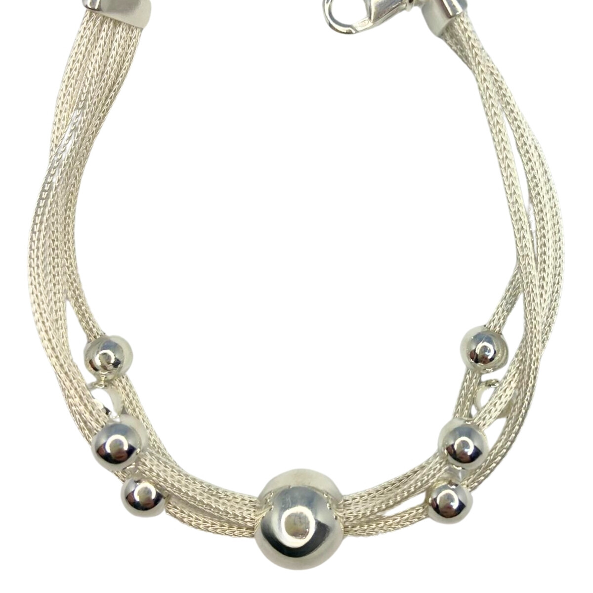 PULSERA DE PLATA Y ESFERAS, LARGO 19 CM 