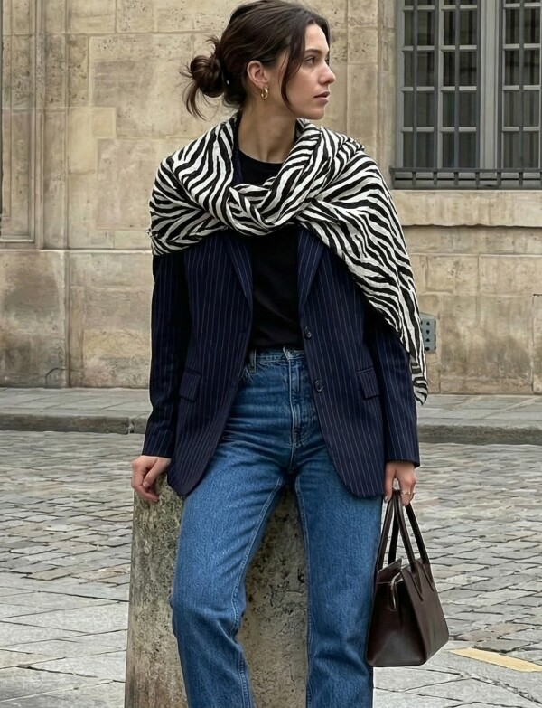 Pashmina Animal Print NEGRO/BLANCO