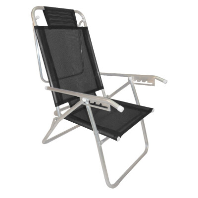 Reposera Infinita up Zaka Aluminio Reforzada 5 Posiciones Negro