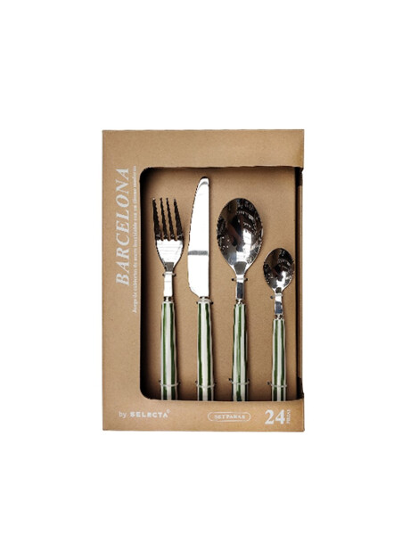 SET 24 PIEZAS CUBIERTOS MANGO RAYAS VERDE "BARCELONA" SET 24 PIEZAS CUBIERTOS MANGO RAYAS VERDE "BARCELONA"